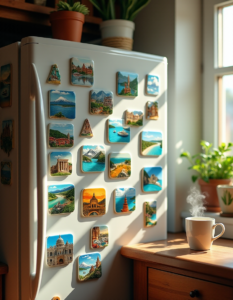 Collection de magnets frigo souvenirs de voyage